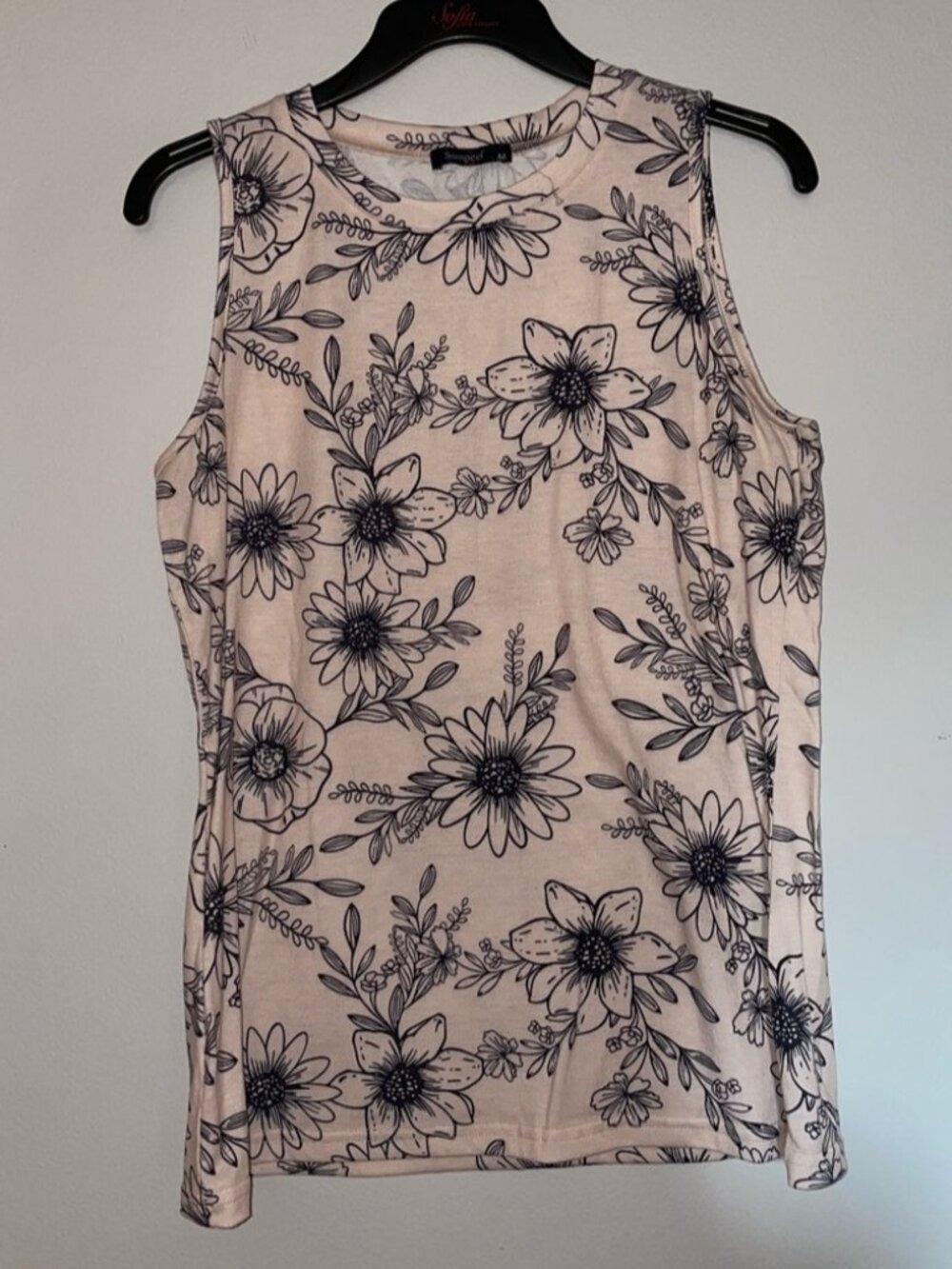 Sleeveless Floral Print Tank Top - blush